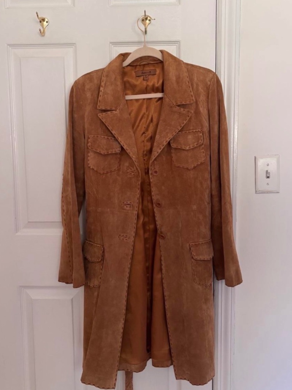 Vintage Aden C brown real suede jacket with belt